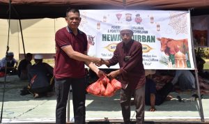 Momen Hari Raya Kurban, Brimob Kalbar Menerima, Menyalurkan, dan Menyembelih Hewan Kurban