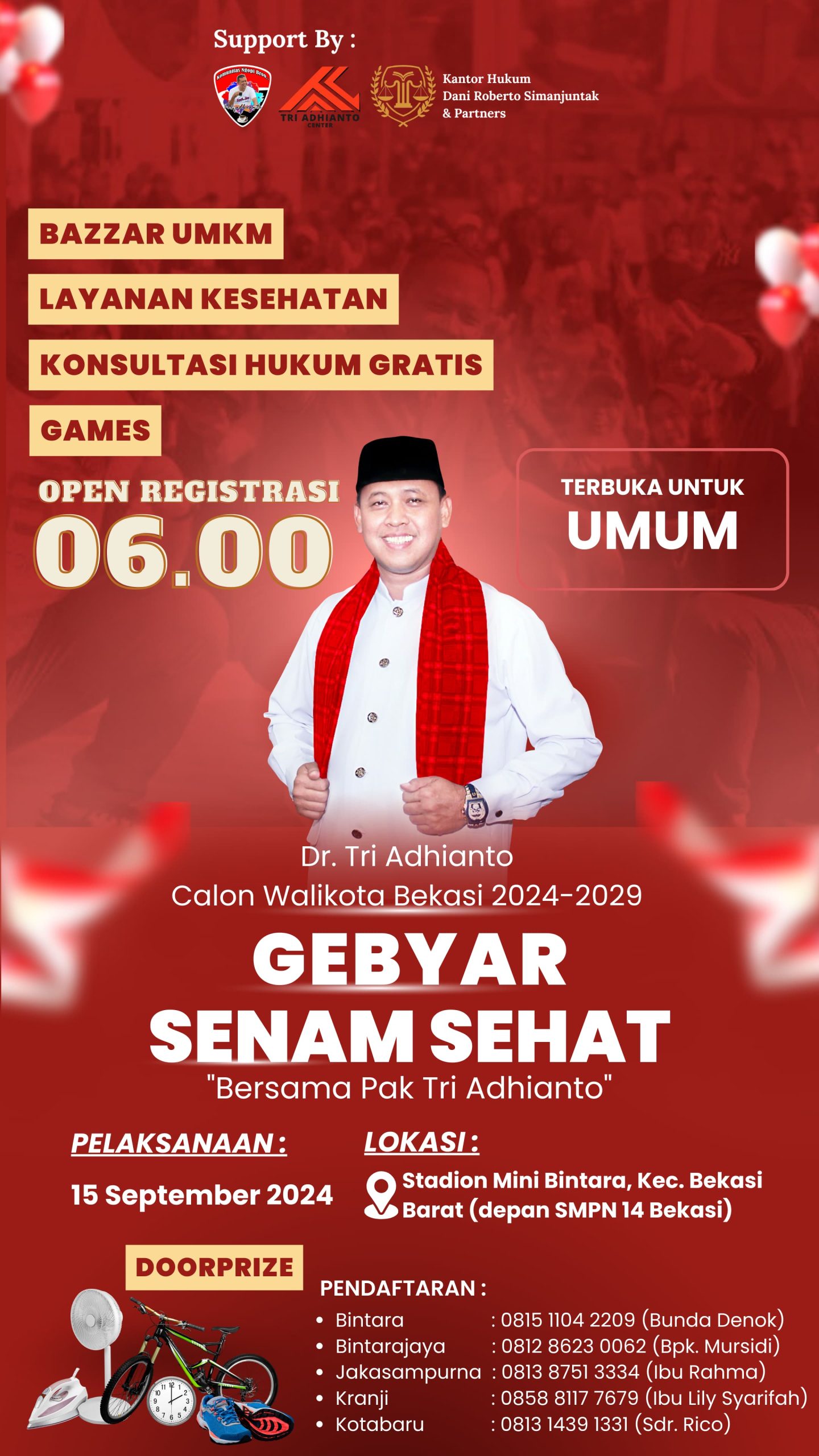 Saksikan!! Gebyar Senam Sehat Dr. Tri Adhianto Calon Walikota Bekasi 2024-2029