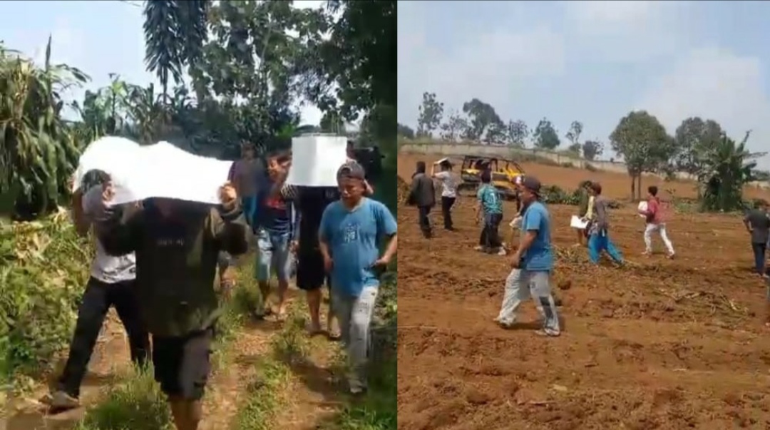 Lahan Penggarap Di Ratakan , Puluhan Petani Berunjuk Rasa Ke Pengembang