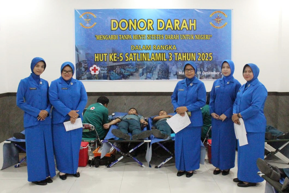 Mengabdi Tanpa Henti Setetes Darah Untuk Negeri, Satlinlamil 3 Gelar Bakti Sosial Donor Darah Sambut HUT Ke-5