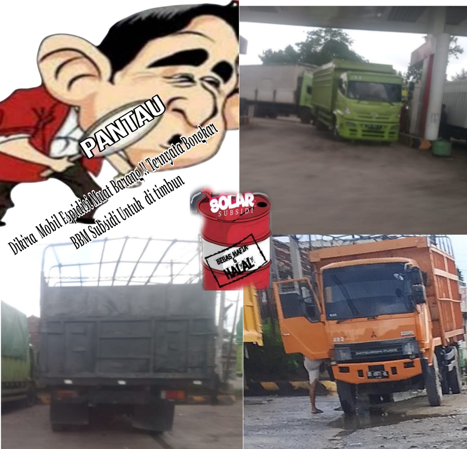 Tiga Kendaraan Fuso Terungkap Melangsir Solar Di SPBU Wilayah Natar Sempat Diakui Milik Oknum YN Diduga Masih Beroprasi